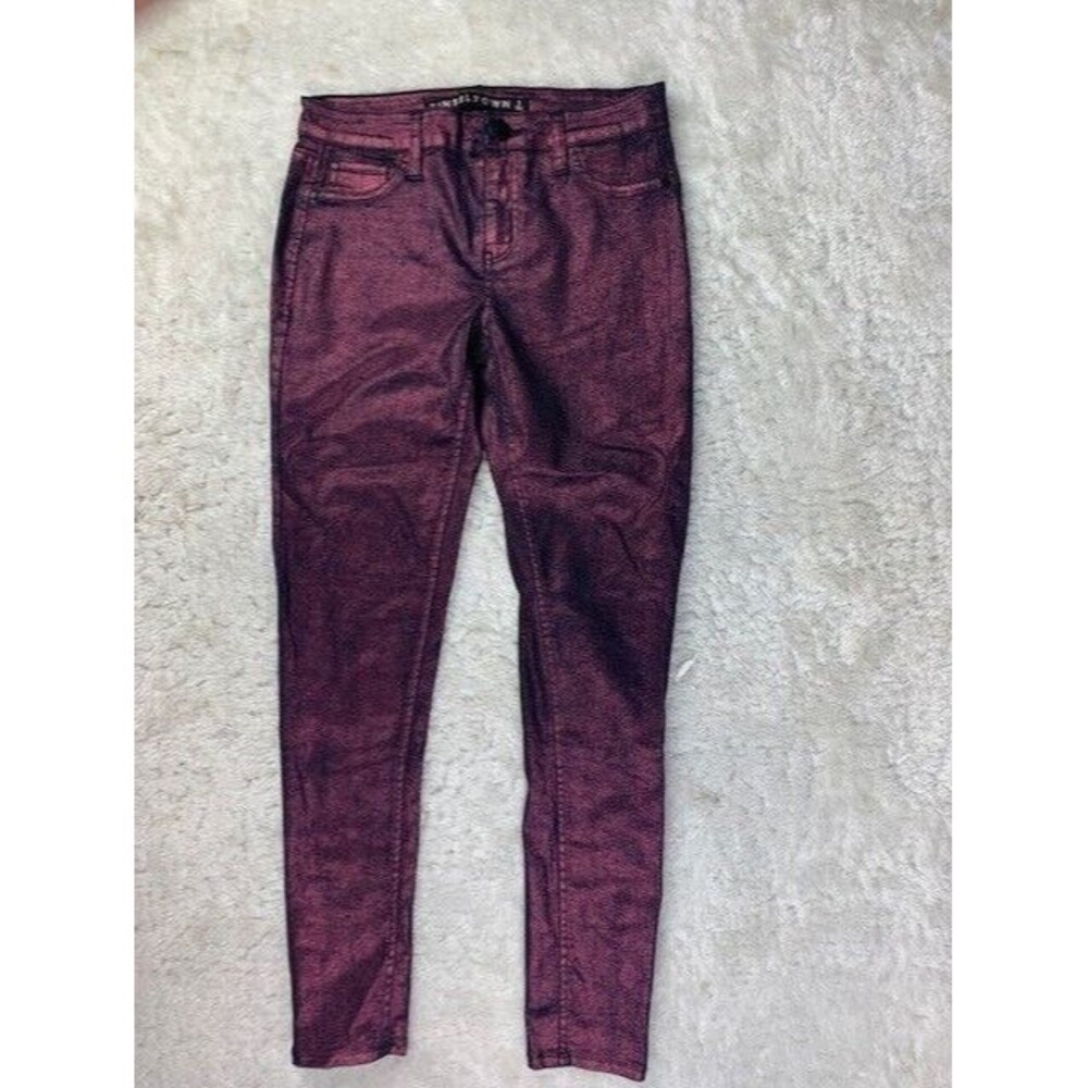 Tinseltown Size 1 Womens Jeans Purple Glitter Low Rise Stretch Skinny